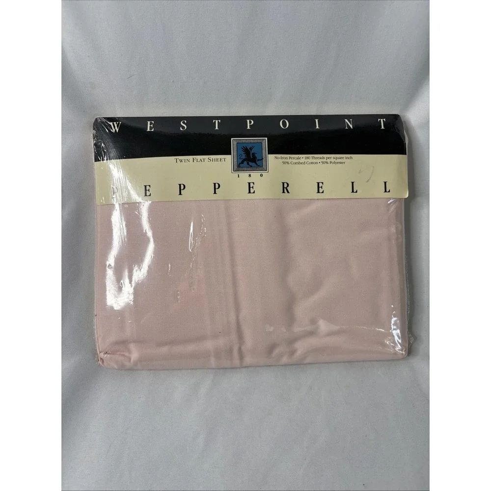 Vtg West Point Pepperell Twin Fitted & Flat Solid Sheets Pale Pink No Iron NOS